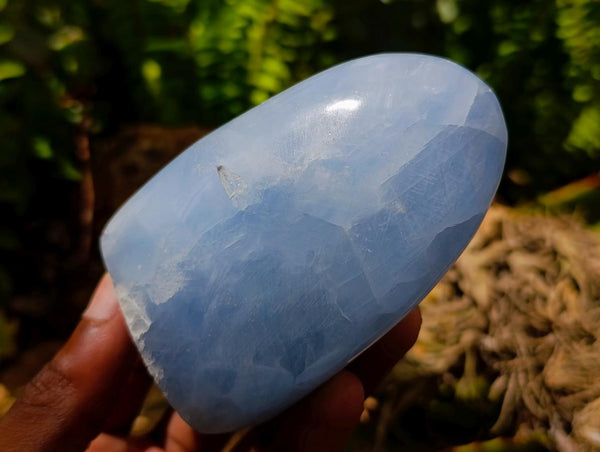 Polished Blue Calcite Standing Free Forms x 6 From Madagascar