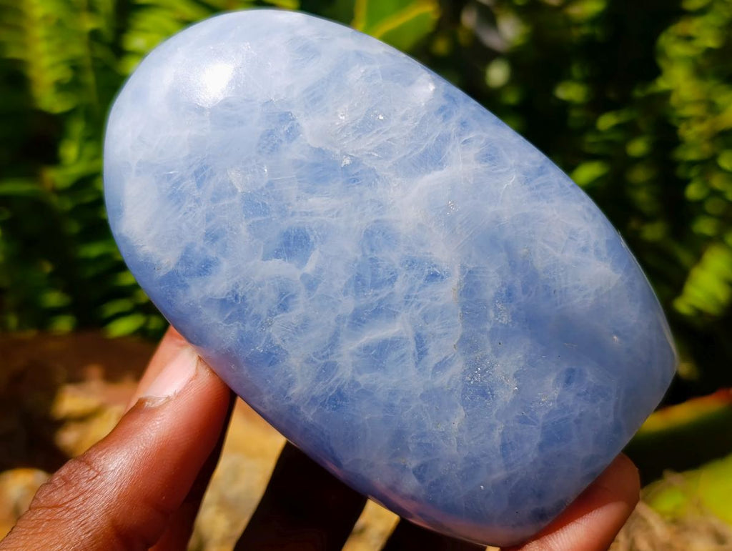 Polished Blue Calcite Standing Free Forms x 6 From Madagascar