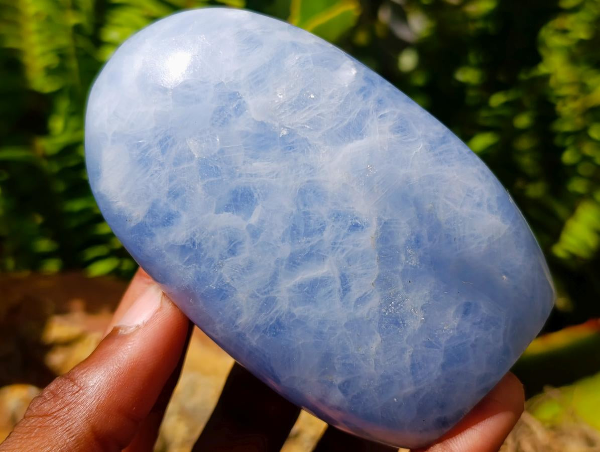 Polished Blue Calcite Standing Free Forms x 6 From Madagascar