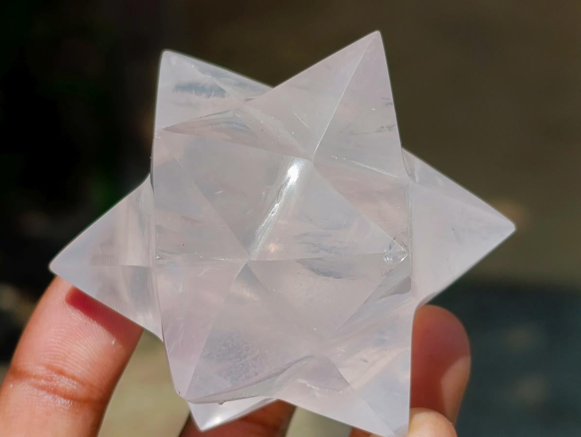 Hand Made Rose Quartz Merkabahs x 3 From Madagascar