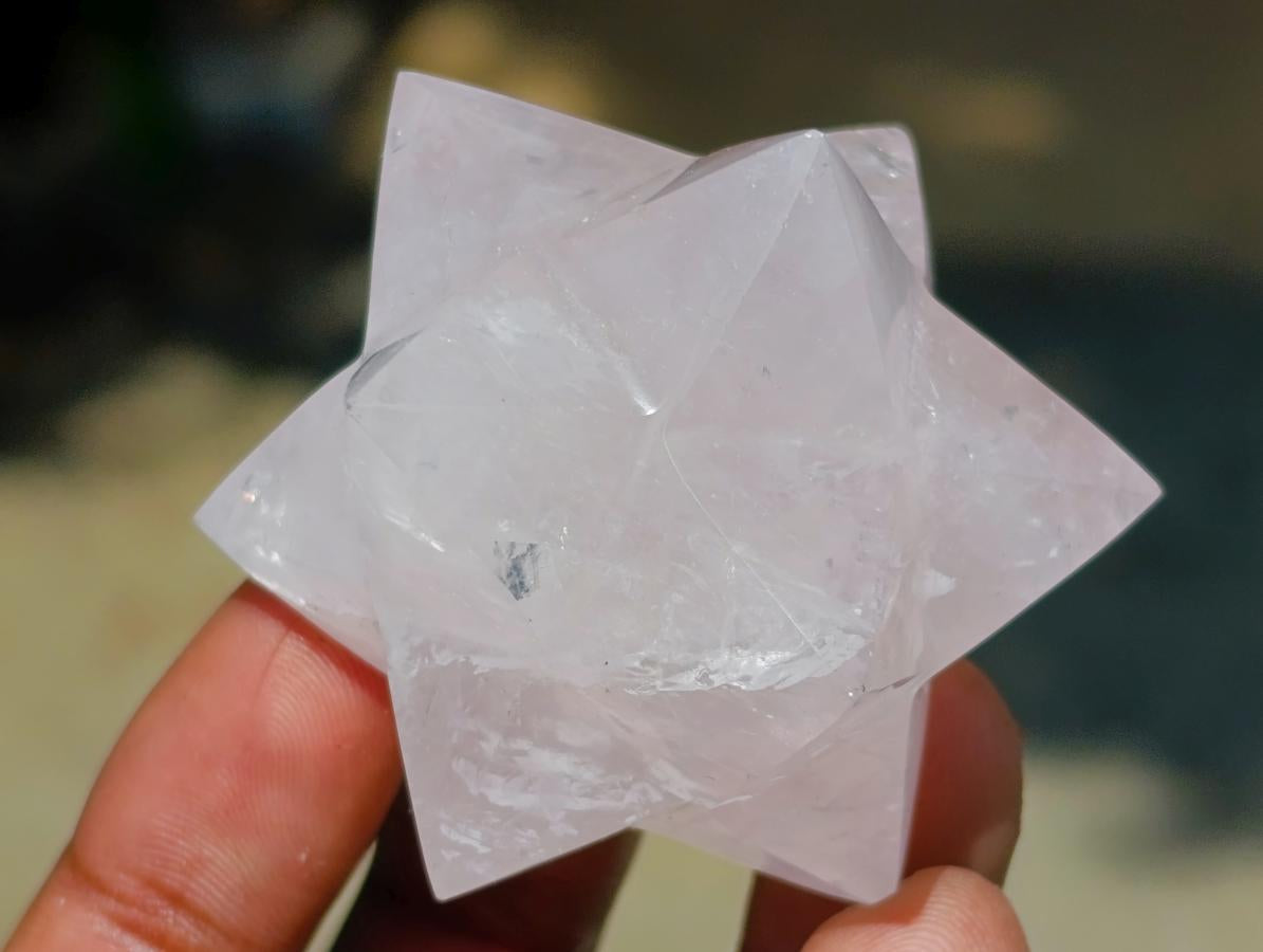 Hand Made Rose Quartz Merkabahs x 3 From Madagascar