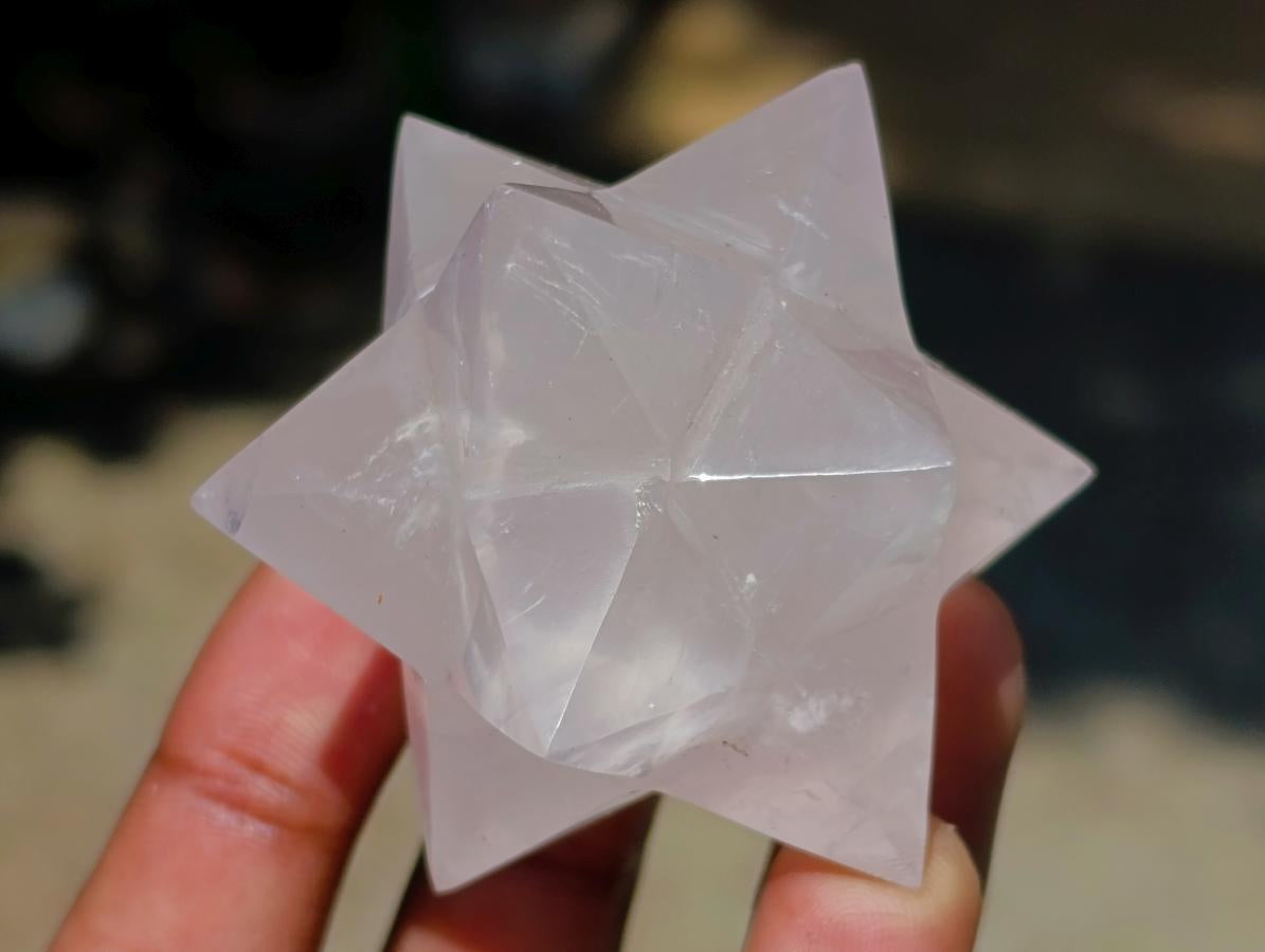Hand Made Rose Quartz Merkabahs x 3 From Madagascar