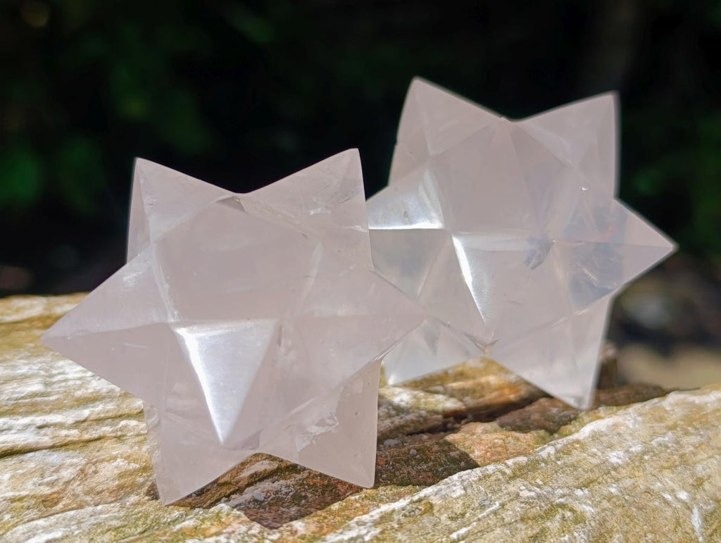 Hand Made Rose Quartz Merkabahs x 3 From Madagascar