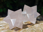 Hand Made Rose Quartz Merkabahs x 3 From Madagascar