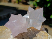Hand Made Rose Quartz Merkabahs x 3 From Madagascar