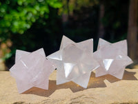 Hand Made Rose Quartz Merkabahs x 3 From Madagascar