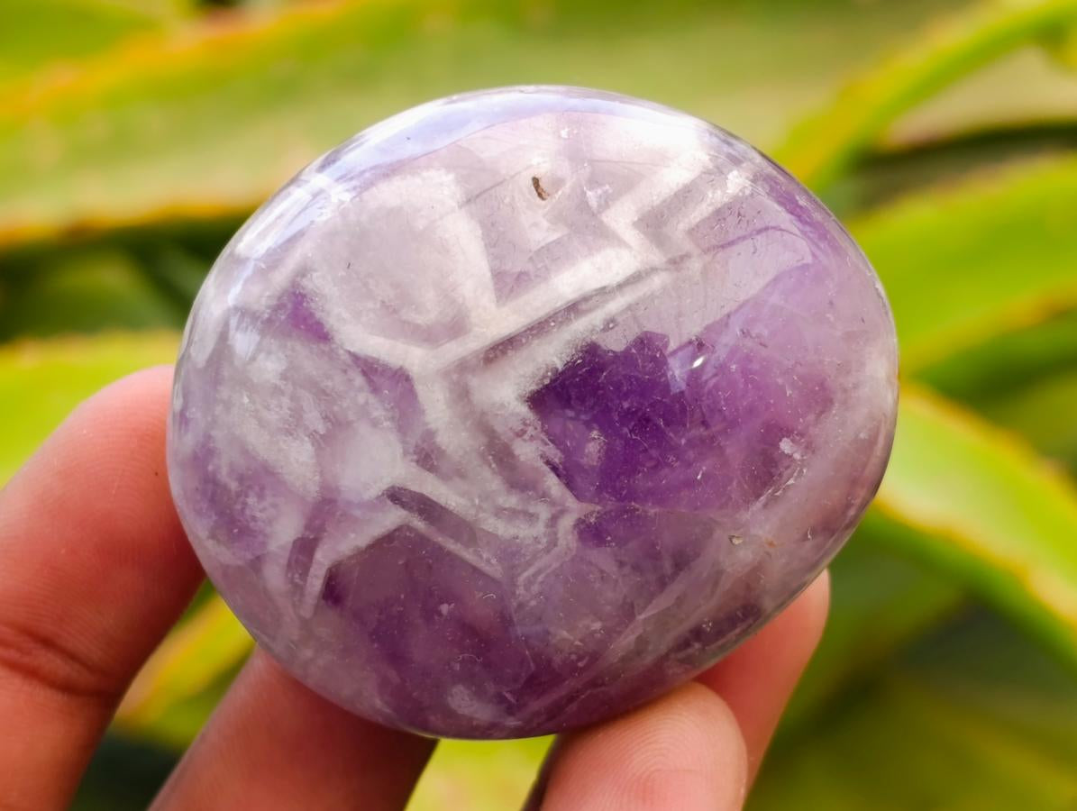 Polished Chevron Amethyst Galets x 12 From Madagascar