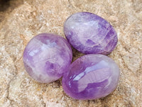 Polished Chevron Amethyst Galets x 12 From Madagascar