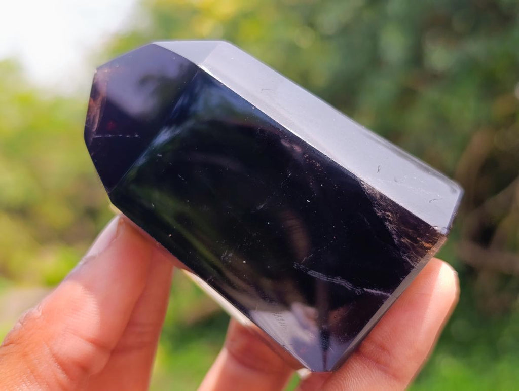 Polished Smokey Window Quartz Crystals x 4 From Madagascar