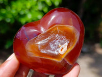 Polished Carnelian Agate Gemstone Hearts x 6 From Madagascar