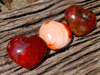 Polished Carnelian Agate Gemstone Hearts x 6 From Madagascar