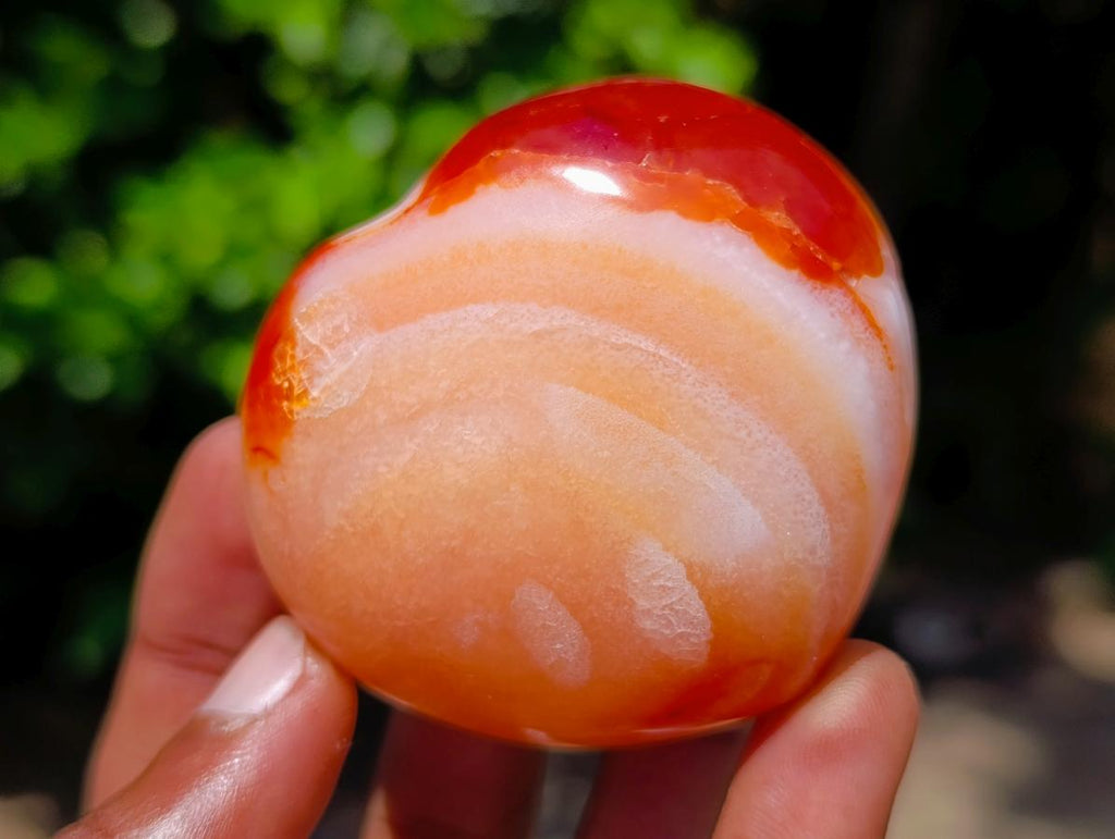 Polished Carnelian Agate Gemstone Hearts x 6 From Madagascar