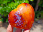 Polished Carnelian Agate Gemstone Hearts x 6 From Madagascar