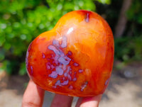 Polished Carnelian Agate Gemstone Hearts x 6 From Madagascar