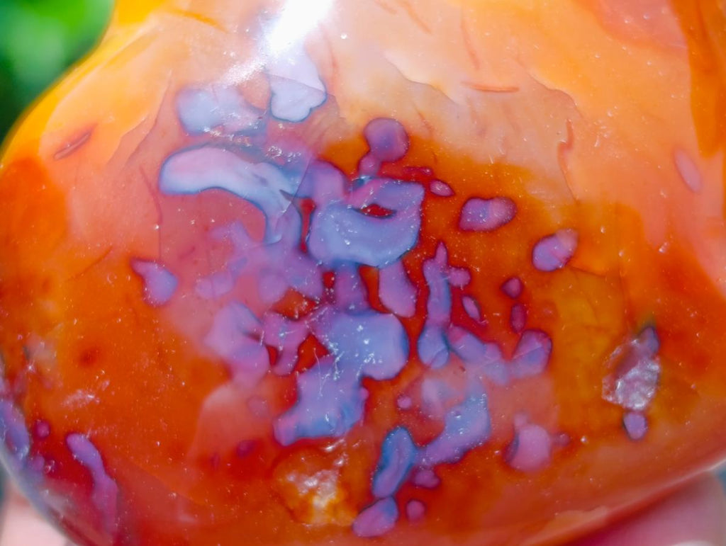 Polished Carnelian Agate Gemstone Hearts x 6 From Madagascar