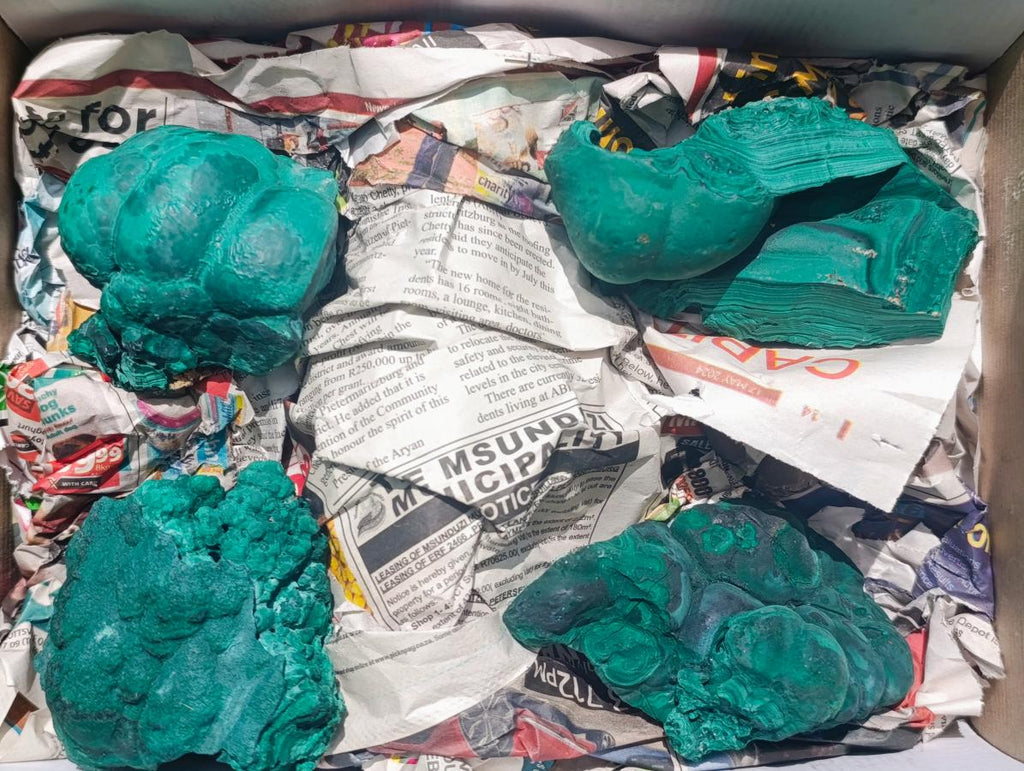 Natural Botryoidal Malachite Specimens x 4 From Congo