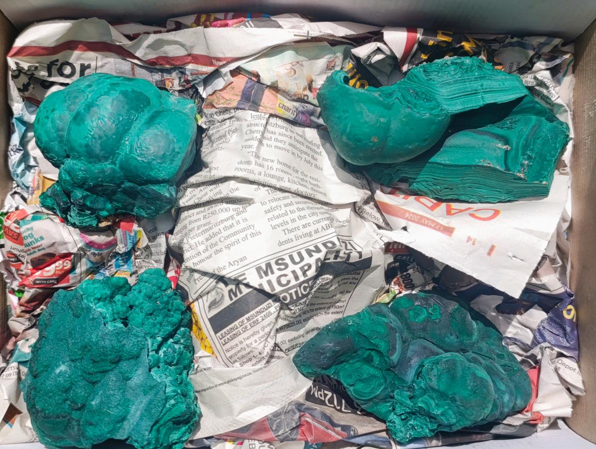 Natural Botryoidal Malachite Specimens x 4 From Congo