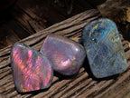 Polished Rare Purple Sunset Labradorite Standing Free Forms x 3 From Madagascar