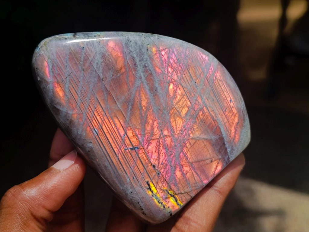 Polished Rare Purple Sunset Labradorite Standing Free Forms x 3 From Madagascar
