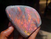 Polished Rare Purple Sunset Labradorite Standing Free Forms x 3 From Madagascar