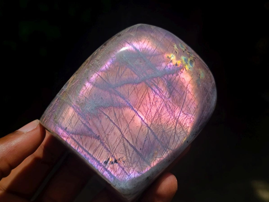 Polished Rare Purple Sunset Labradorite Standing Free Forms x 3 From Madagascar