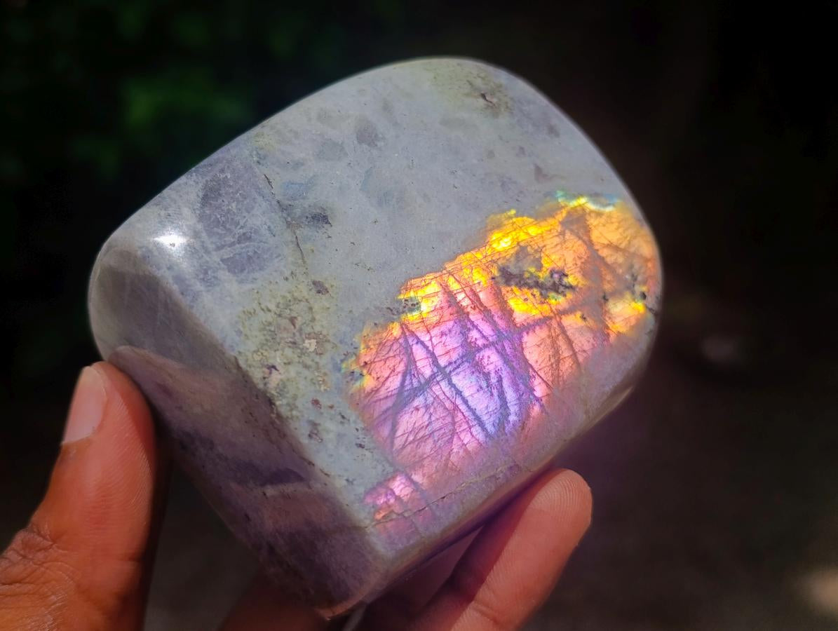 Polished Rare Purple Sunset Labradorite Standing Free Forms x 3 From Madagascar