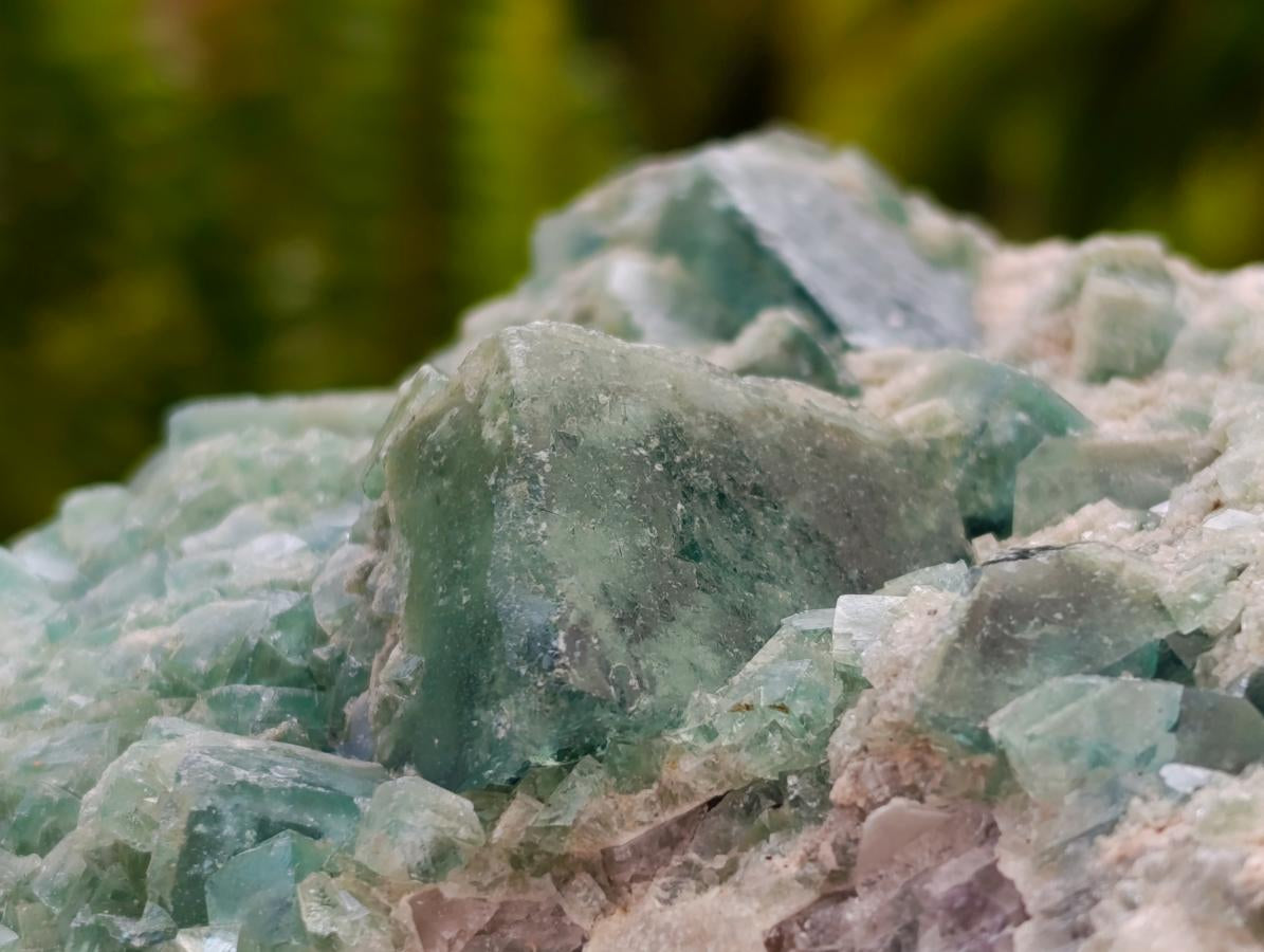 Natural XL Green Fluorite Cluster Specimens x 3 From Mandrosonoro, Madagascar