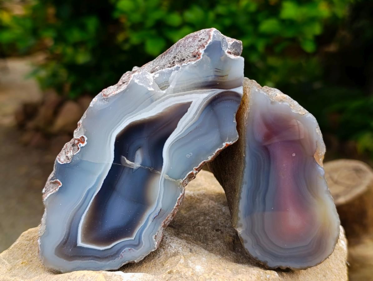 Polished On One Side Red Shashe River Agate Nodules x 4 From Shashe River, Zimbabwe