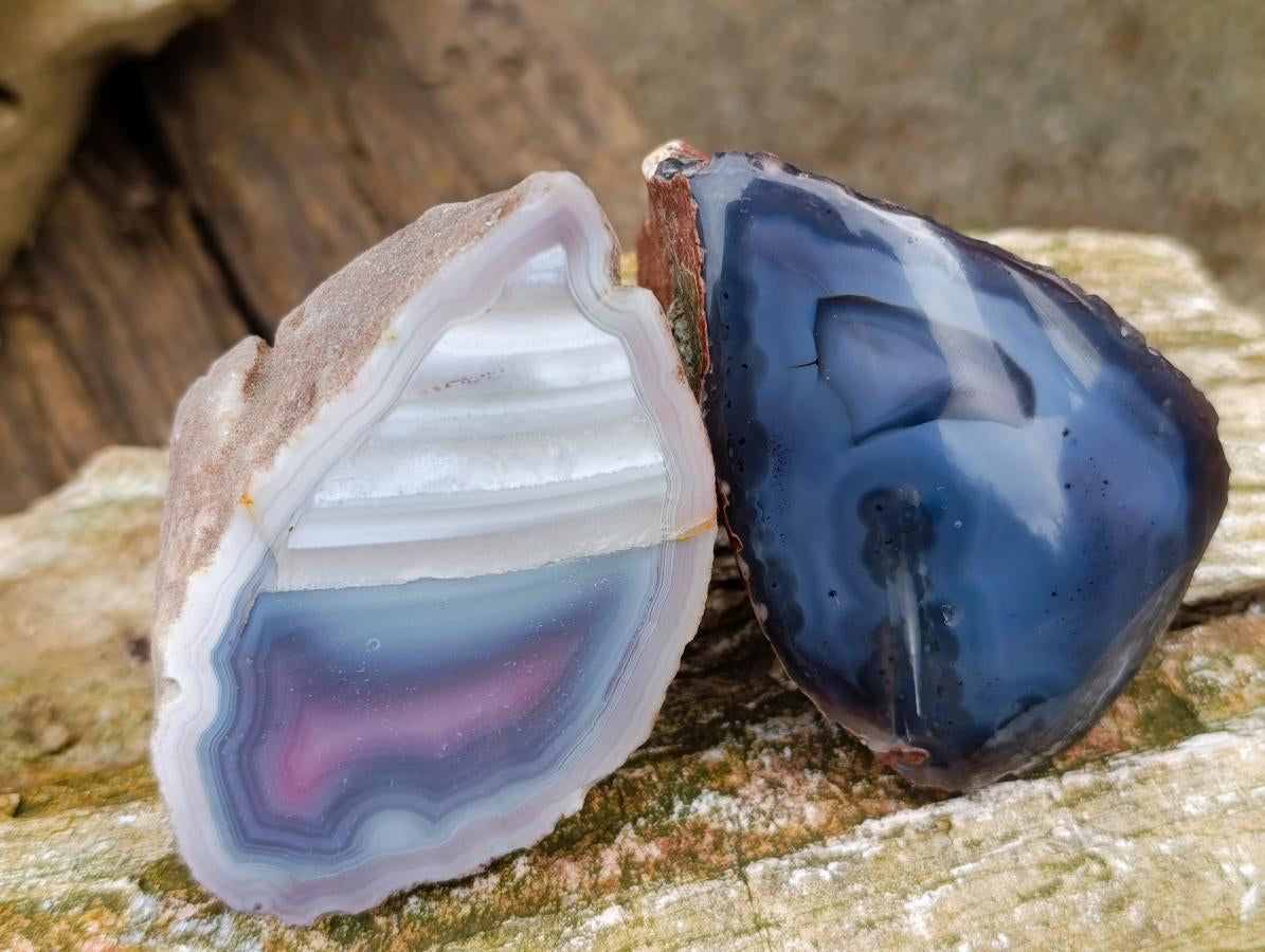 Polished On One Side Red Shashe River Agate Nodules x 4 From Shashe River, Zimbabwe