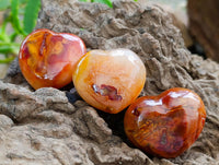 Polished Carnelian Agate Gemstone Hearts x 12 From Madagascar