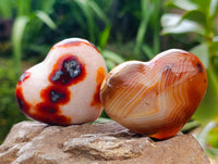 Polished Carnelian Agate Gemstone Hearts x 12 From Madagascar
