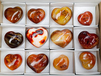 Polished Carnelian Agate Gemstone Hearts x 12 From Madagascar