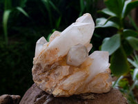 Natural Clear Cascading Quartz Crystal Clusters x 3 From Madagascar