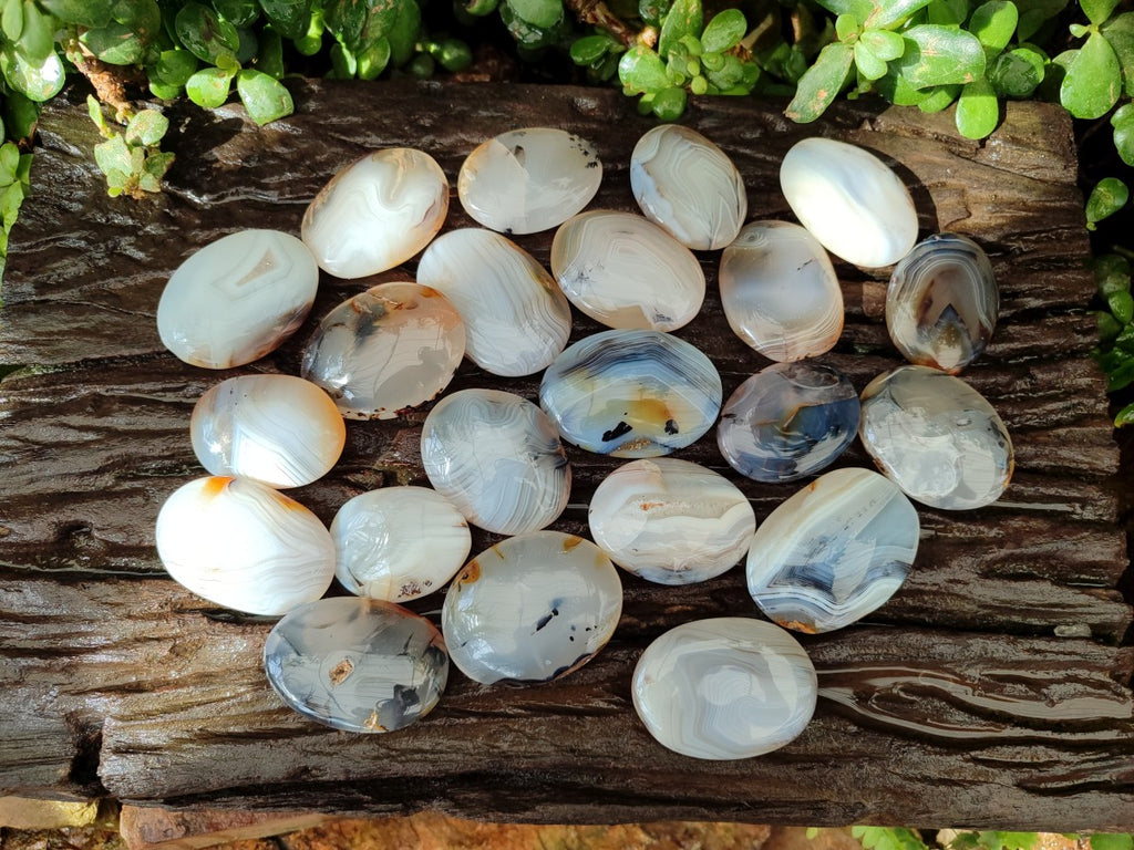 Polished Banded Agate Galets x 35 From Madagascar