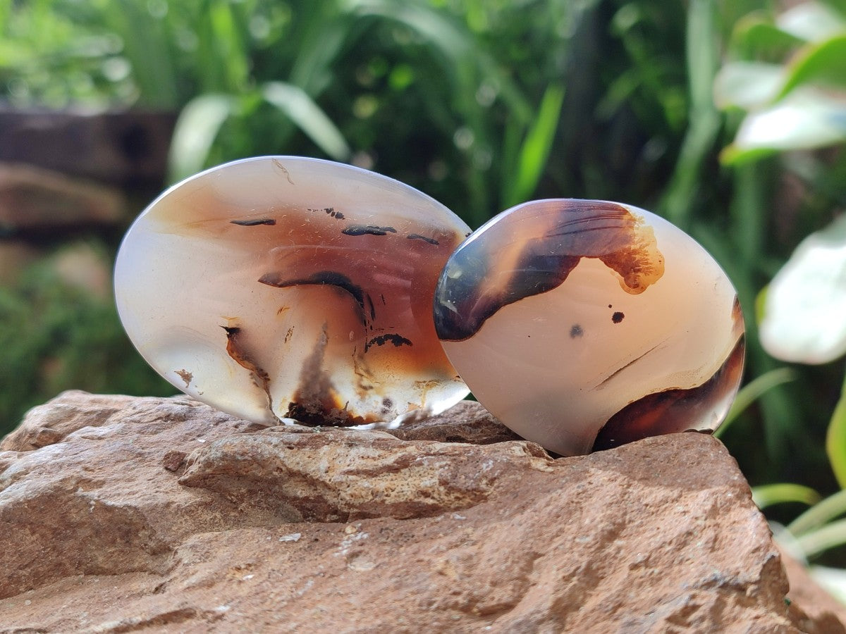 Polished Banded Agate Galets x 35 From Madagascar