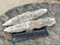 Natural Drusy Quartz Coated Spearhead Calcite Specimens x 6 From Albert's Mountain, Lesotho