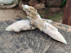 Natural Drusy Quartz Coated Spearhead Calcite Specimens x 6 From Albert's Mountain, Lesotho