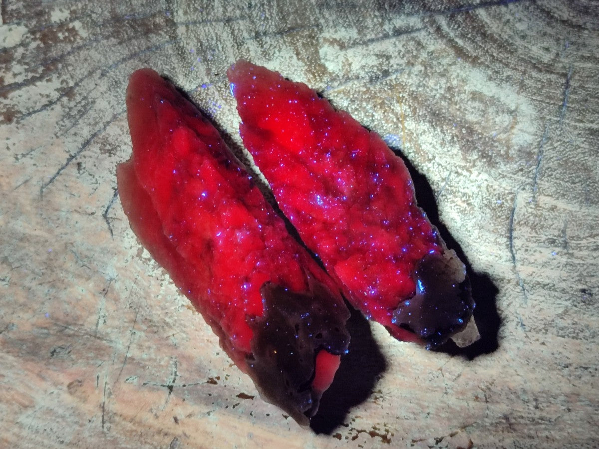 Natural Drusy Quartz Coated Spearhead Calcite Specimens x 6 From Albert's Mountain, Lesotho