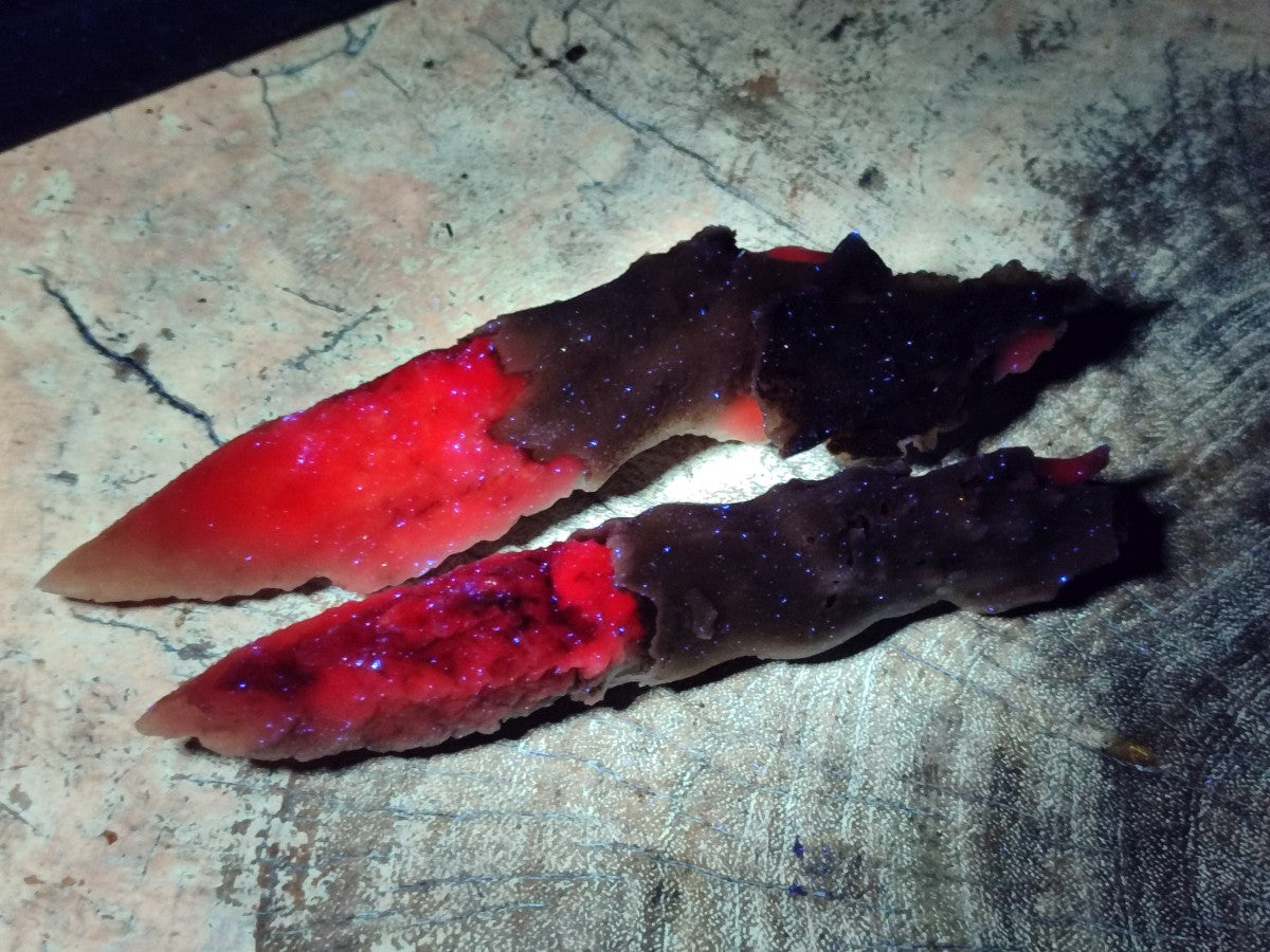 Natural Drusy Quartz Coated Spearhead Calcite Specimens x 6 From Albert's Mountain, Lesotho