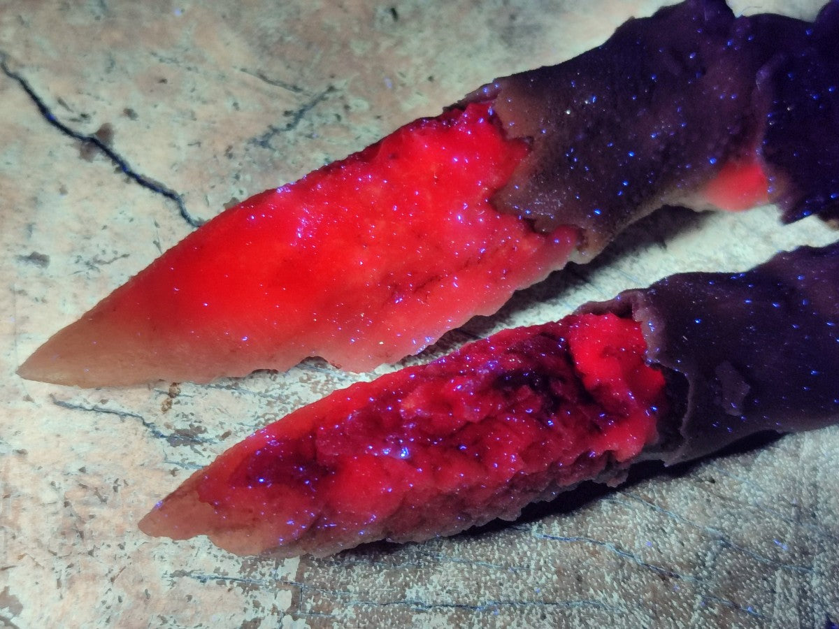 Natural Drusy Quartz Coated Spearhead Calcite Specimens x 6 From Albert's Mountain, Lesotho