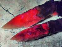 Natural Drusy Quartz Coated Spearhead Calcite Specimens x 6 From Albert's Mountain, Lesotho