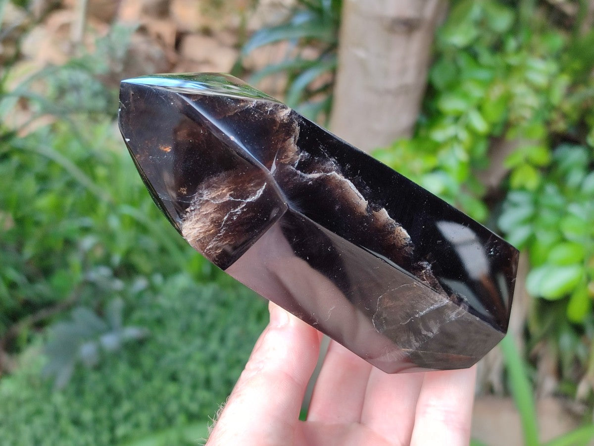 Polished Smokey Window Quartz Crystals x 3 From Madagascar