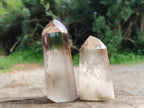 Polished Smokey Window Quartz Crystals x 3 From Madagascar