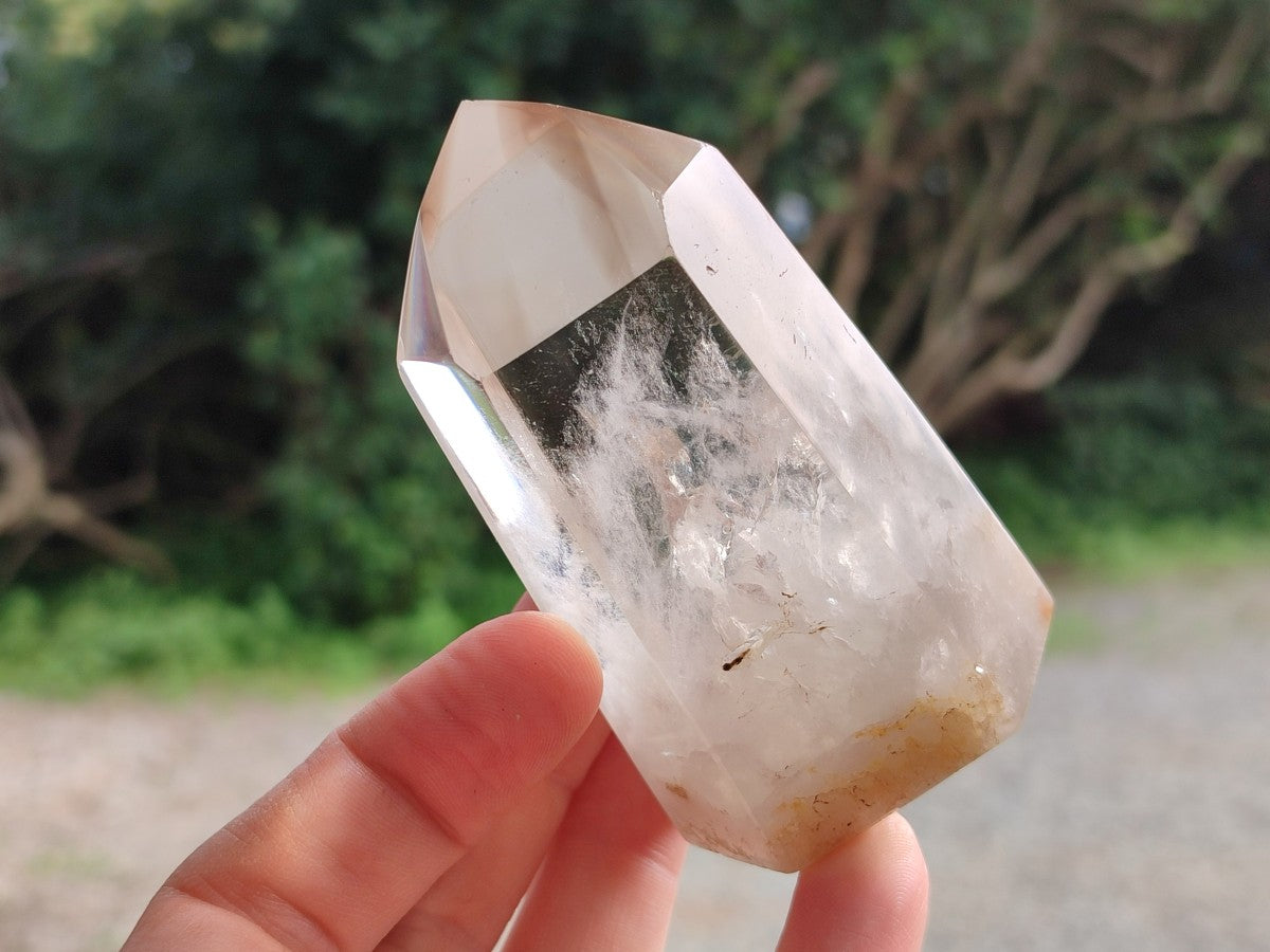 Polished Smokey Window Quartz Crystals x 3 From Madagascar