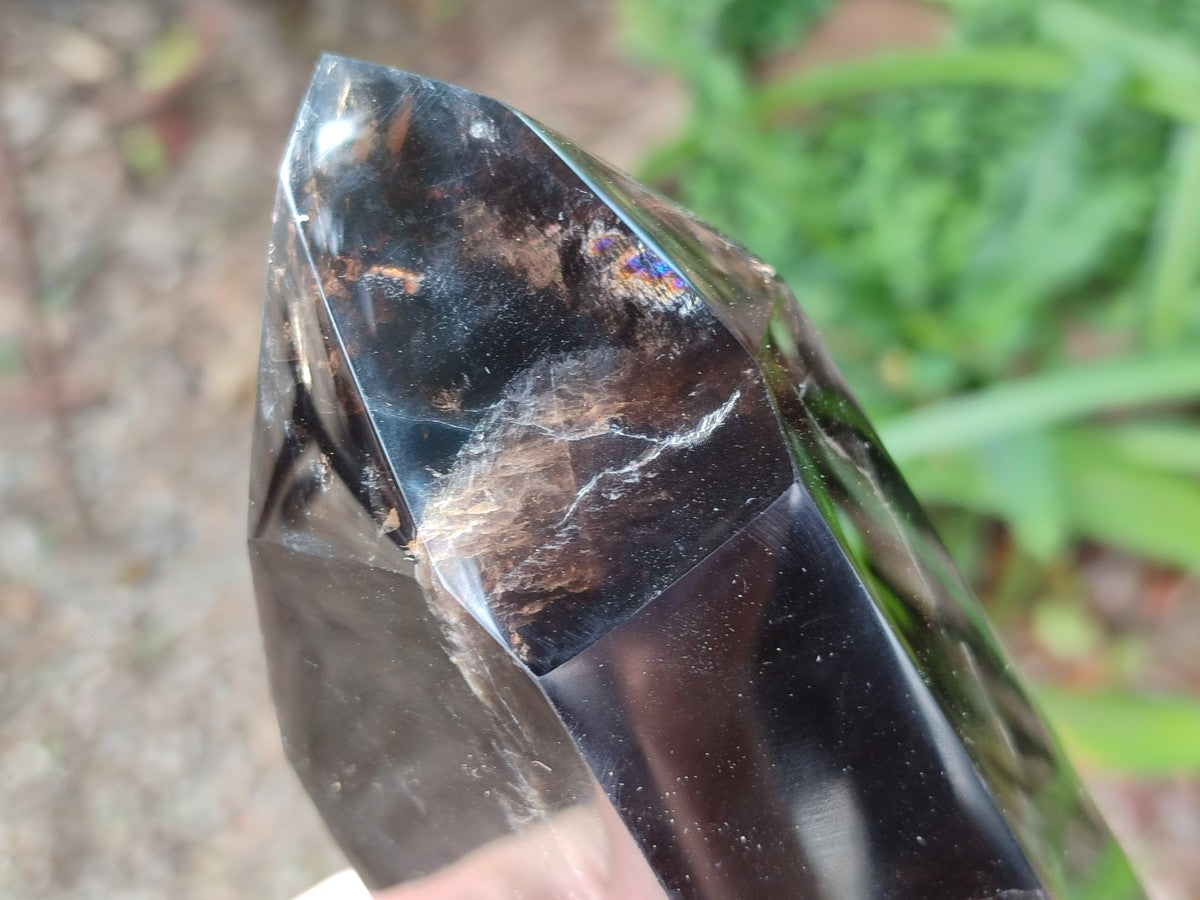 Polished Smokey Window Quartz Crystals x 3 From Madagascar