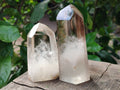 Polished Smokey Window Quartz Crystals x 3 From Madagascar