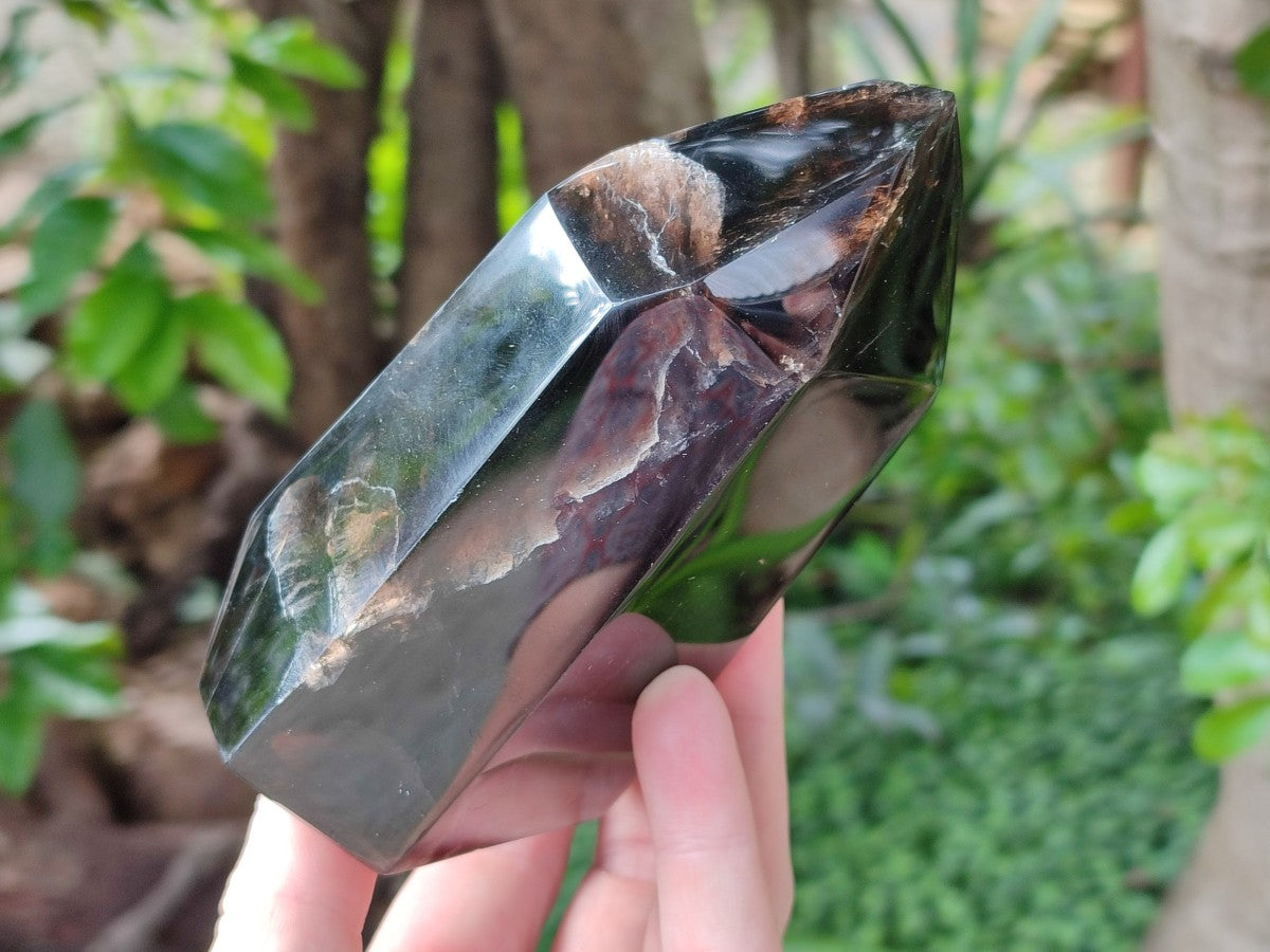 Polished Smokey Window Quartz Crystals x 3 From Madagascar