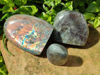 Polished Rare Purple Sunset Flash Labradorite Standing Free Forms x 3 From Madagascar