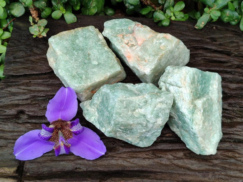Natural Cobbed Aquamarine Specimens x 4 From Northern Cape, South Africa