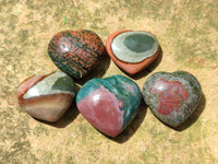 Polished Mixed Ocean Jasper and Polychrome Jasper Mini Hearts x 35 From Madagascar